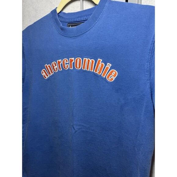 Men’s Vintage Abercrombie T-Shirt Blue Medium Collegiate Preppy 90s Y2K Stitch - Picture 4 of 6
